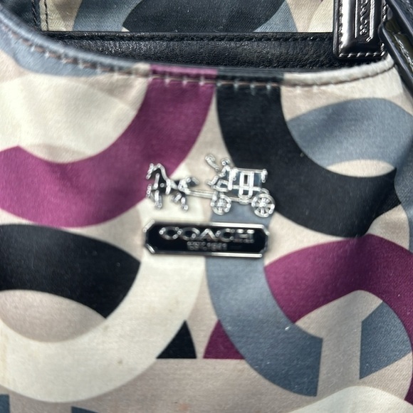 COACH MAGGIE OP ART HOBO PURPLE CHAINLINK SATCHEL HANDBAG CARRYALL F0967-14420 - Picture 6 of 10